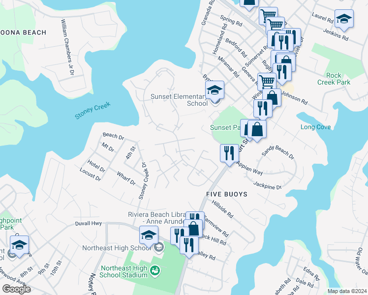 map of restaurants, bars, coffee shops, grocery stores, and more near 8642 Gambier Harbour in Pasadena