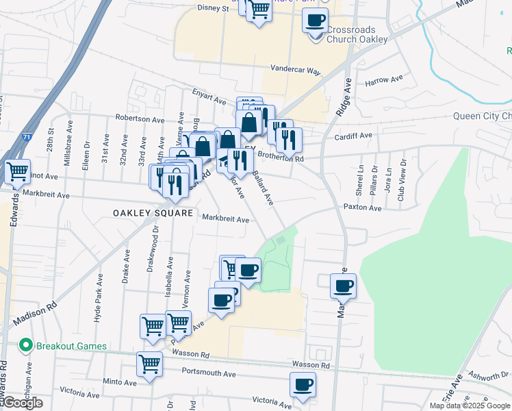 map of restaurants, bars, coffee shops, grocery stores, and more near 4006 Taylor Avenue in Cincinnati