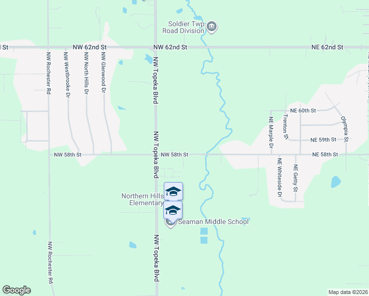 map of restaurants, bars, coffee shops, grocery stores, and more near 330 Northwest 58th Street in Topeka