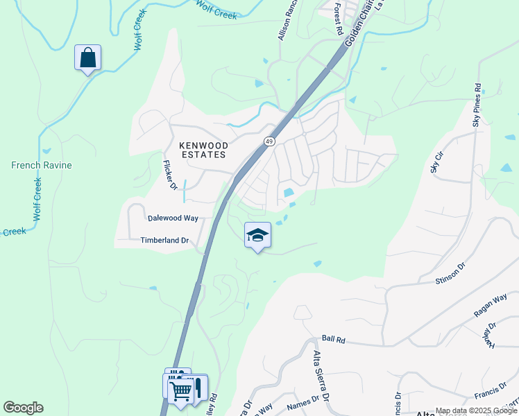 map of restaurants, bars, coffee shops, grocery stores, and more near 10061 Golden Shore Drive in Grass Valley