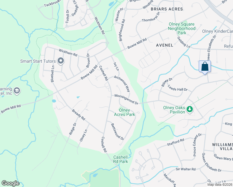 map of restaurants, bars, coffee shops, grocery stores, and more near 4613 Morningwood Drive in Olney