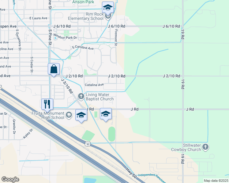 map of restaurants, bars, coffee shops, grocery stores, and more near 1476 Satterfield Avenue in Fruita