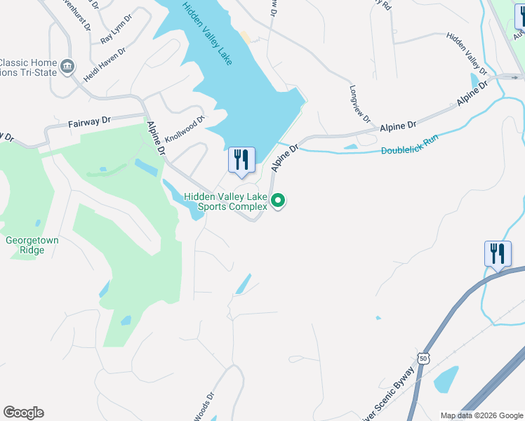 map of restaurants, bars, coffee shops, grocery stores, and more near 19566 Alpine Drive in Lawrenceburg