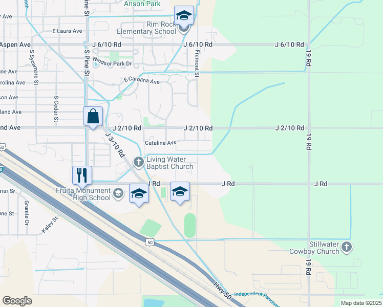 map of restaurants, bars, coffee shops, grocery stores, and more near 1476 Satterfield Ave in Fruita