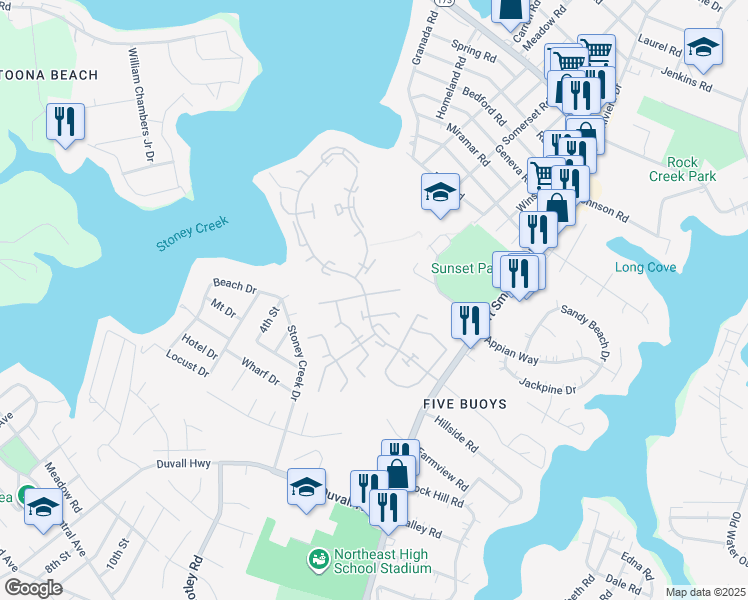 map of restaurants, bars, coffee shops, grocery stores, and more near 8645 Houlton Harbour in Pasadena