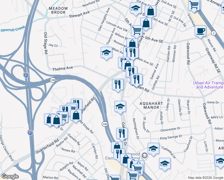 map of restaurants, bars, coffee shops, grocery stores, and more near 211 Truck Farm Drive in Glen Burnie