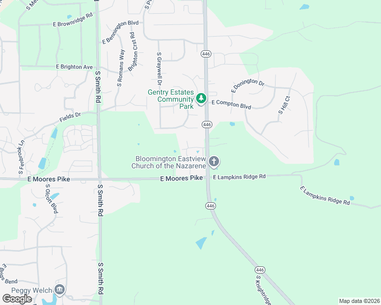 map of restaurants, bars, coffee shops, grocery stores, and more near 1310 South Hearthstone Court in Bloomington
