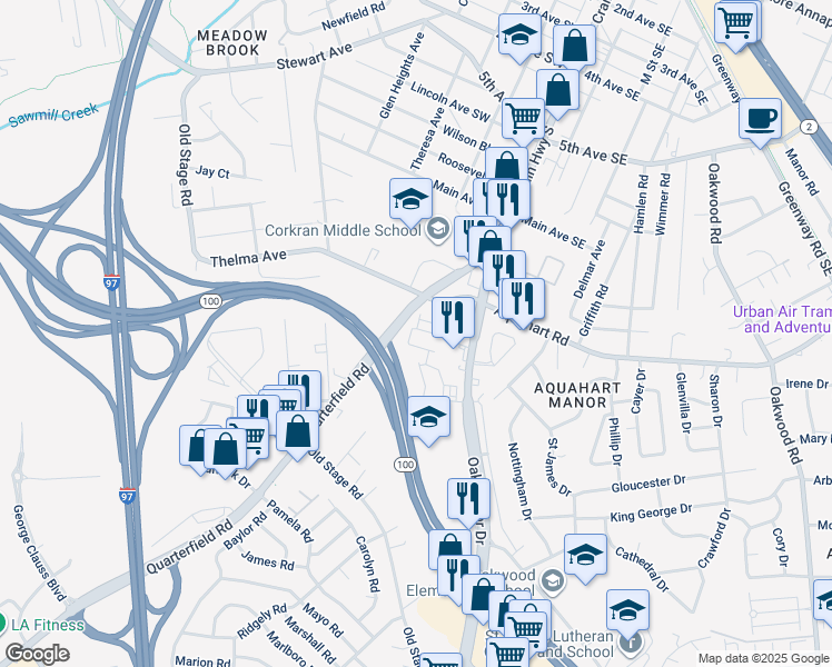 map of restaurants, bars, coffee shops, grocery stores, and more near 227 Truck Farm Drive in Glen Burnie