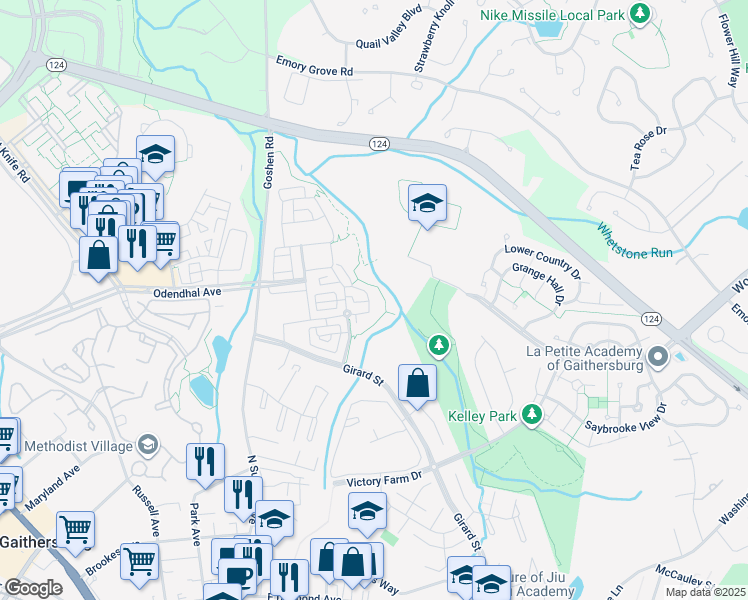 map of restaurants, bars, coffee shops, grocery stores, and more near 765 Raven Avenue in Gaithersburg