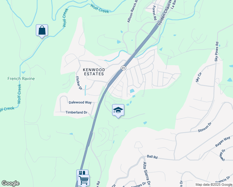 map of restaurants, bars, coffee shops, grocery stores, and more near 10061 Golden Shore Drive in Grass Valley