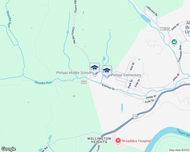 map of restaurants, bars, coffee shops, grocery stores, and more near 611 Cherry Hill Road in Philippi