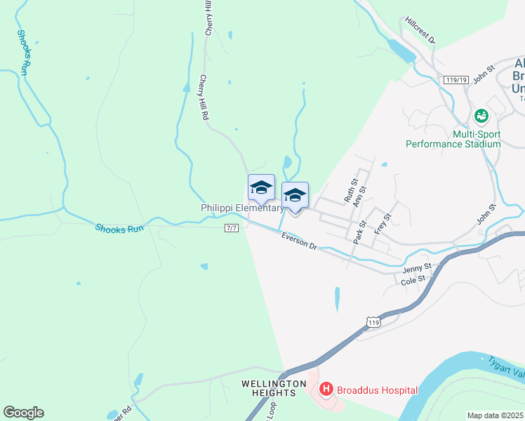 map of restaurants, bars, coffee shops, grocery stores, and more near 611 Cherry Hill Road in Philippi