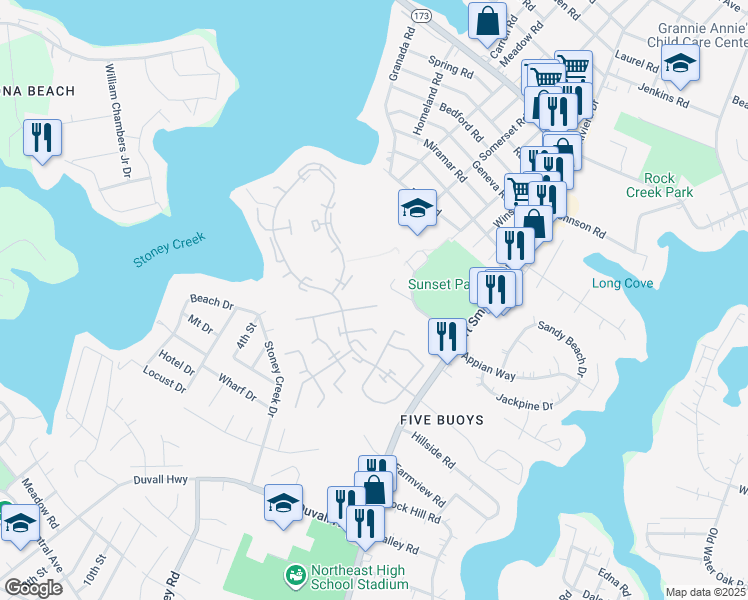 map of restaurants, bars, coffee shops, grocery stores, and more near 8620 Houlton Harbour in Pasadena