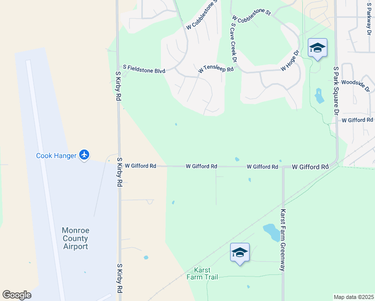 map of restaurants, bars, coffee shops, grocery stores, and more near 5344 West Gifford Road in Bloomington