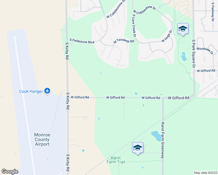 map of restaurants, bars, coffee shops, grocery stores, and more near 5344 West Gifford Road in Bloomington