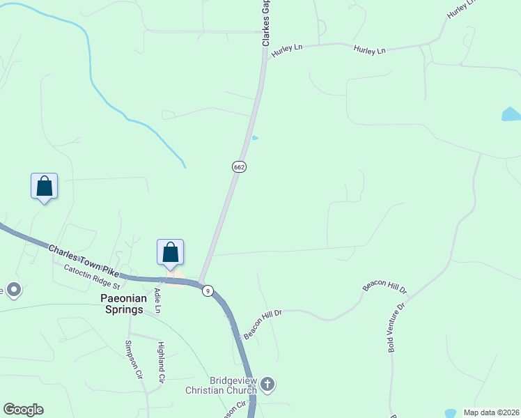 map of restaurants, bars, coffee shops, grocery stores, and more near 16766 Clarkes Gap Road in Paeonian Springs