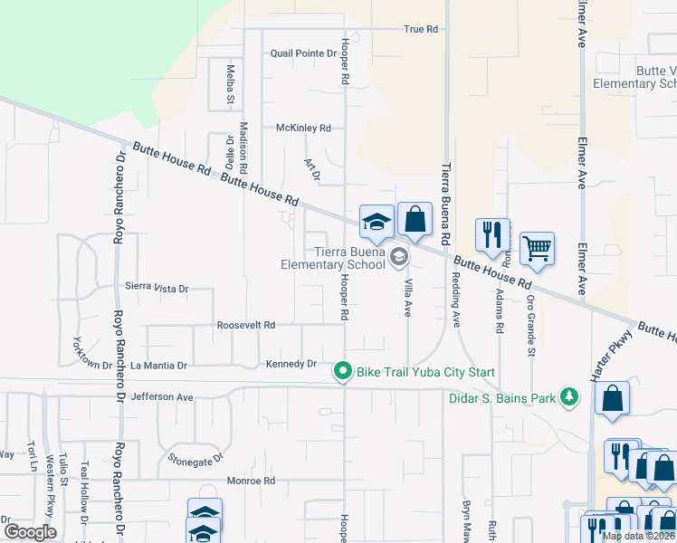 map of restaurants, bars, coffee shops, grocery stores, and more near 2793 Coy Drive in Yuba City
