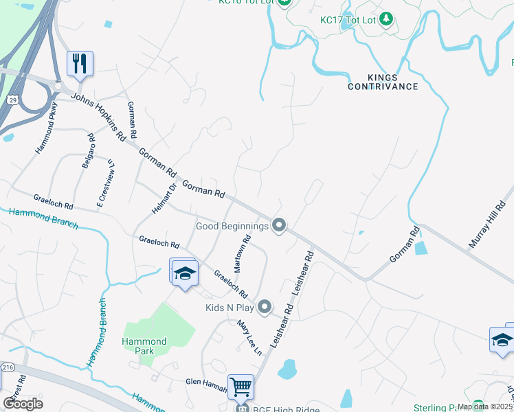 map of restaurants, bars, coffee shops, grocery stores, and more near 10525 Twin Cedar Court in Laurel