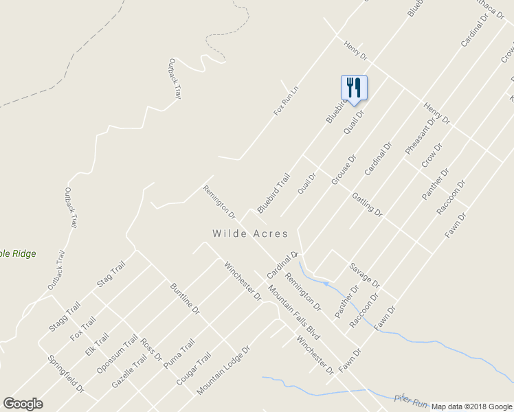 map of restaurants, bars, coffee shops, grocery stores, and more near 401 Bluebird Trail in Winchester