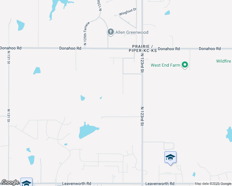 map of restaurants, bars, coffee shops, grocery stores, and more near 3618 North 124 Street in Kansas City