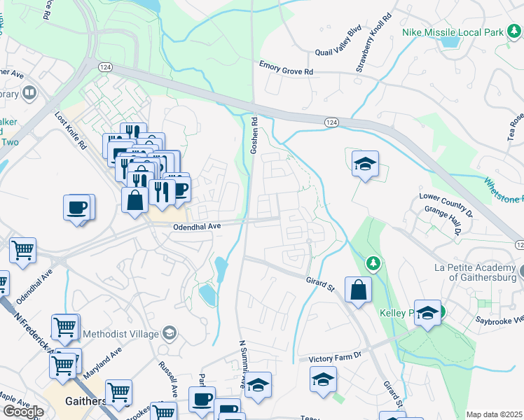 map of restaurants, bars, coffee shops, grocery stores, and more near 511 Pelican Avenue in Gaithersburg