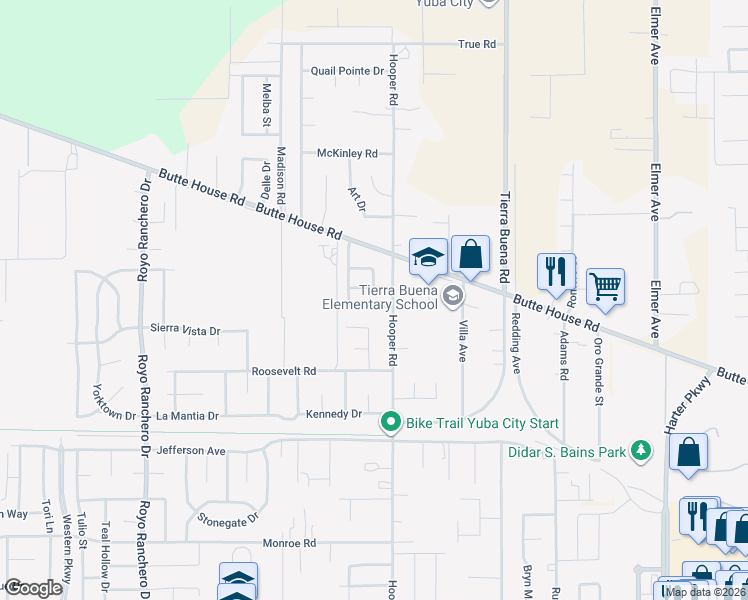 map of restaurants, bars, coffee shops, grocery stores, and more near 2793 Coy Dr in Yuba City