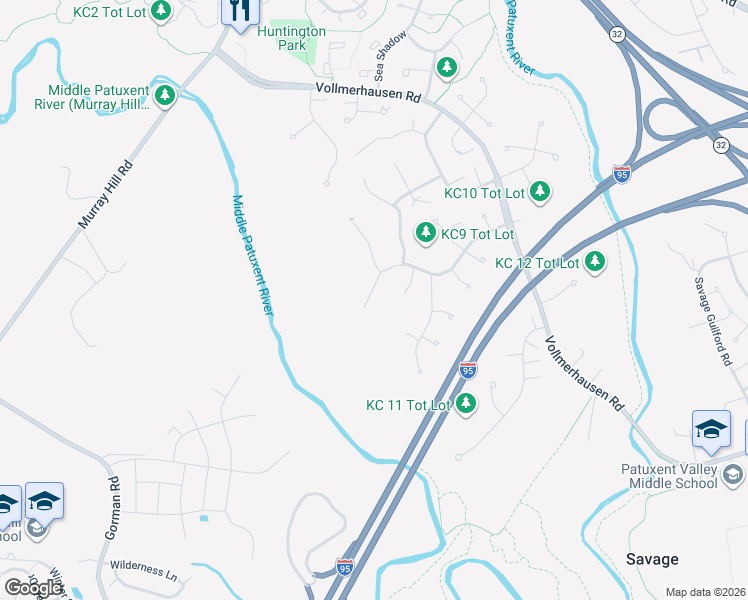 map of restaurants, bars, coffee shops, grocery stores, and more near 9517 White Spring Way in Columbia