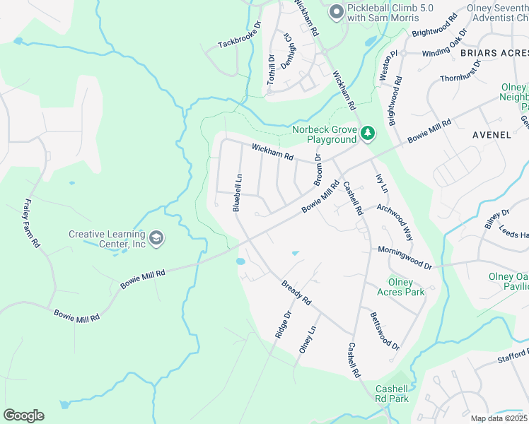map of restaurants, bars, coffee shops, grocery stores, and more near 4900 Downland Terrace in Olney