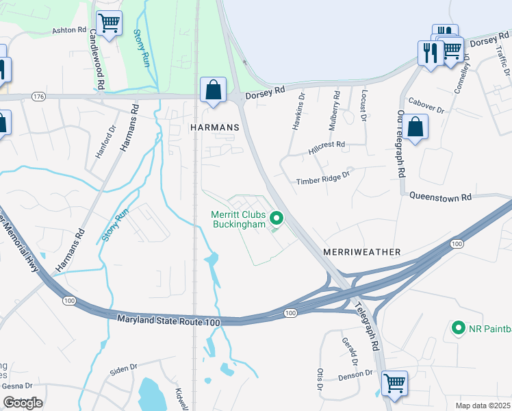 map of restaurants, bars, coffee shops, grocery stores, and more near 1121 Bayberry Lane in Hanover