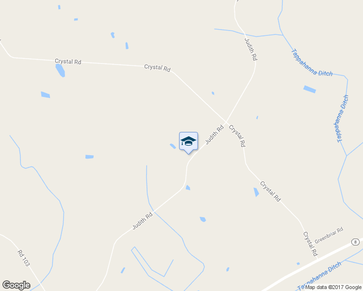 map of restaurants, bars, coffee shops, grocery stores, and more near 1033 Judith Road in Hartly