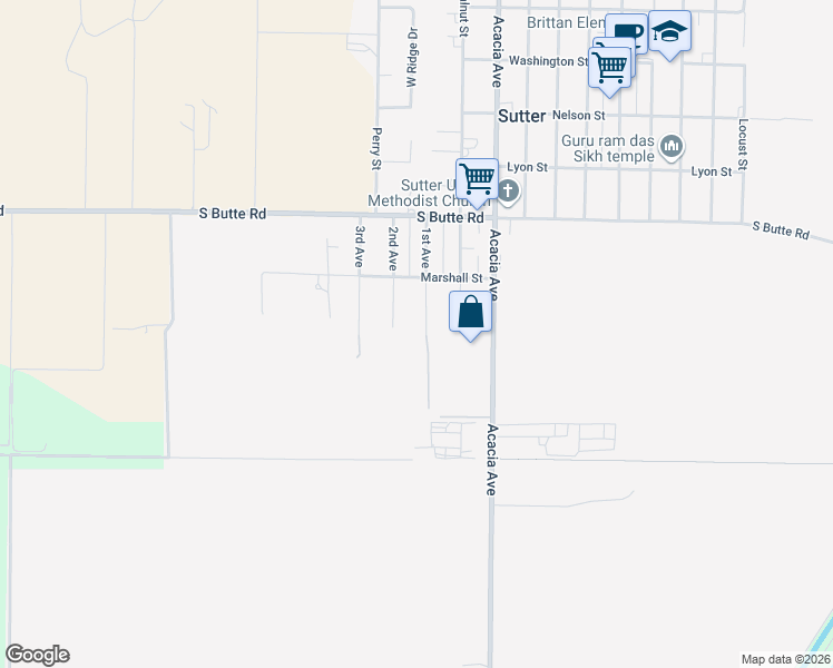 map of restaurants, bars, coffee shops, grocery stores, and more near 1812 1st Avenue in Sutter