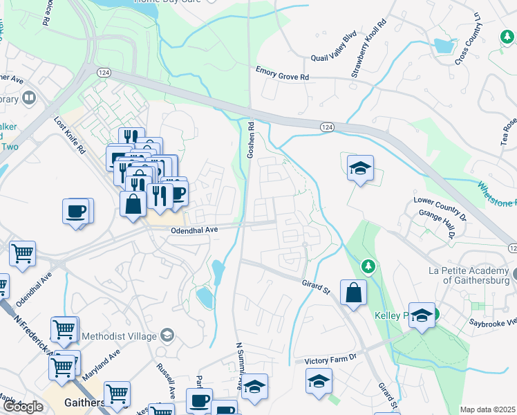 map of restaurants, bars, coffee shops, grocery stores, and more near 567 Pelican Avenue in Gaithersburg