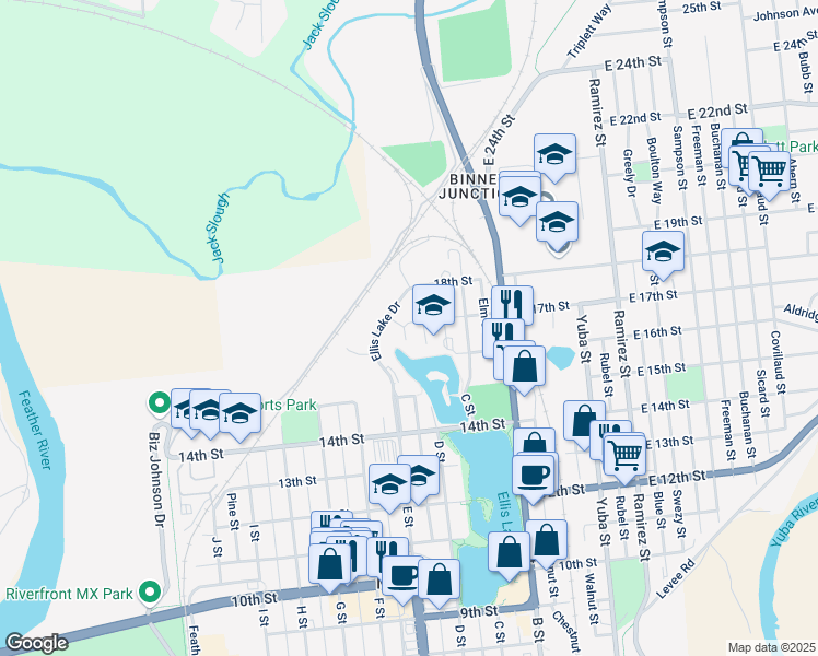 map of restaurants, bars, coffee shops, grocery stores, and more near 1701 Ellis Lake Drive in Marysville