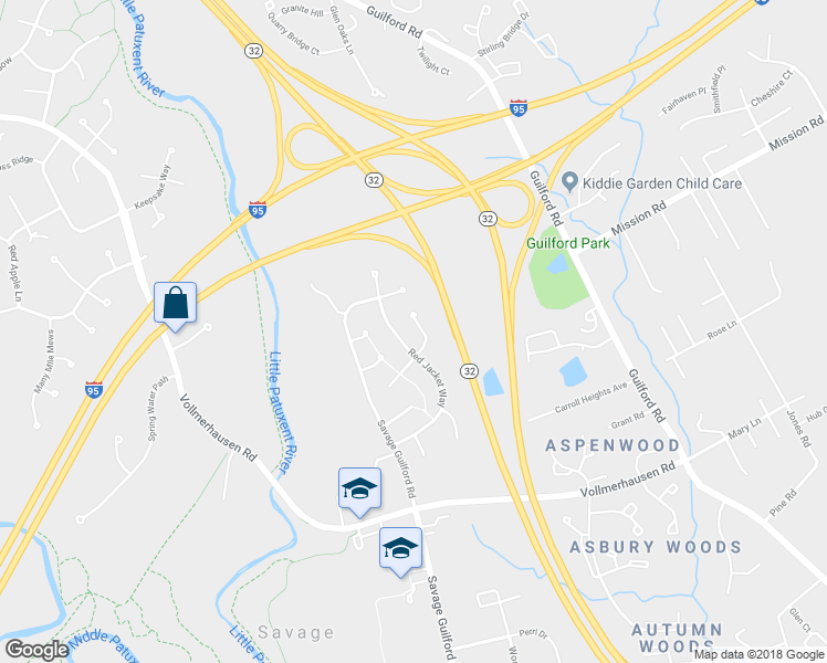 map of restaurants, bars, coffee shops, grocery stores, and more near 8025 Camerado Court in Jessup