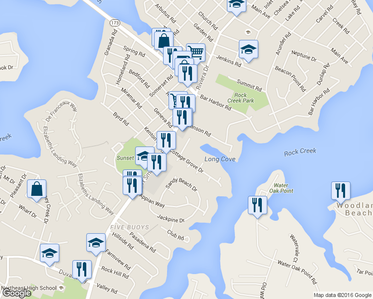 map of restaurants, bars, coffee shops, grocery stores, and more near 8549 Skipjack Place in Pasadena