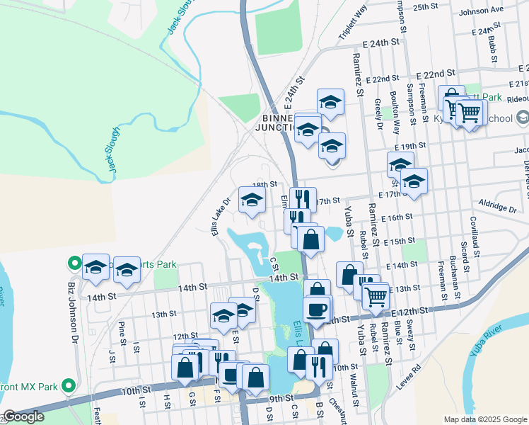 map of restaurants, bars, coffee shops, grocery stores, and more near 316 17th Street in Marysville