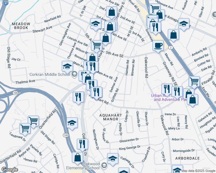 map of restaurants, bars, coffee shops, grocery stores, and more near 718 Heather Stone Loop in Glen Burnie