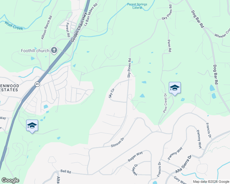 map of restaurants, bars, coffee shops, grocery stores, and more near 10411 Sky Circle in Grass Valley