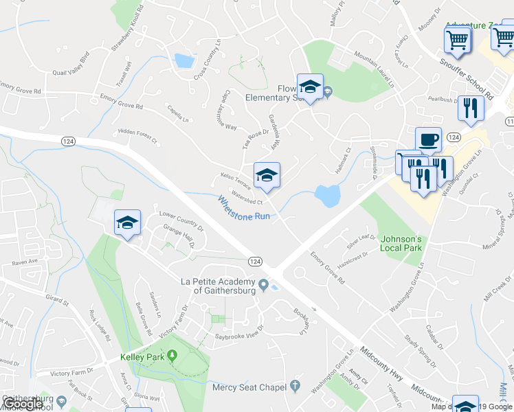 map of restaurants, bars, coffee shops, grocery stores, and more near in Montgomery County