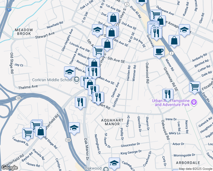 map of restaurants, bars, coffee shops, grocery stores, and more near 101 Independence Avenue Southeast in Washington