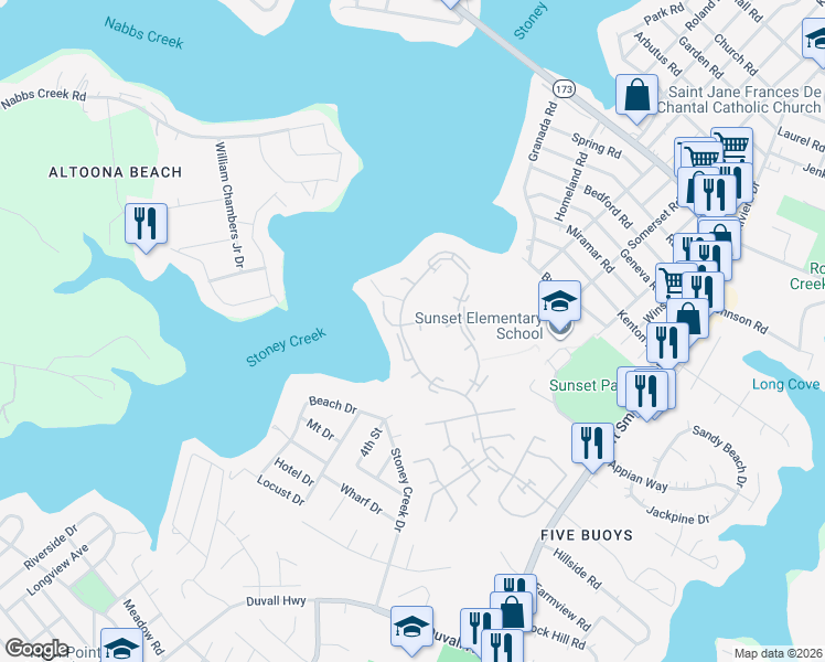 map of restaurants, bars, coffee shops, grocery stores, and more near 932 Penobscot Harbour in Pasadena