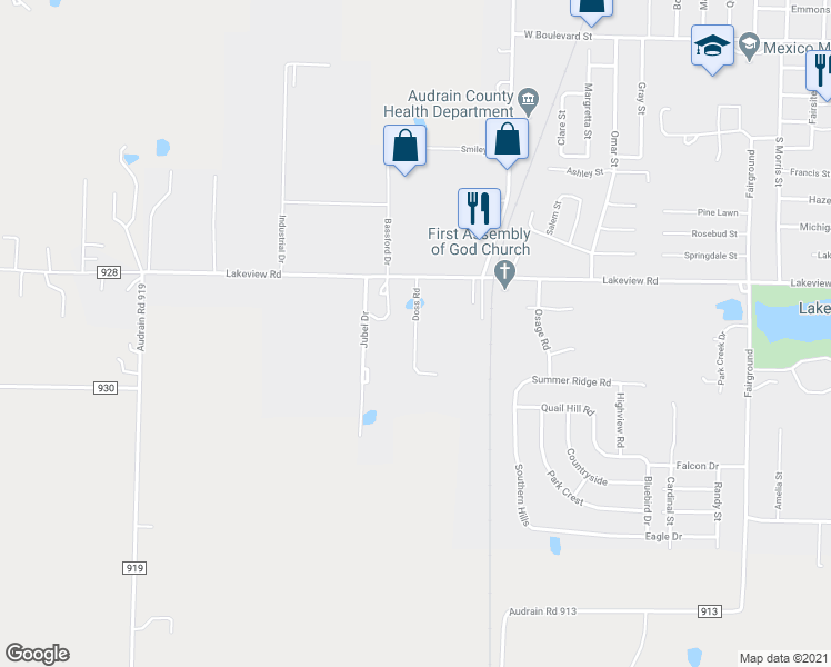 map of restaurants, bars, coffee shops, grocery stores, and more near 2058 Doss Road in Mexico