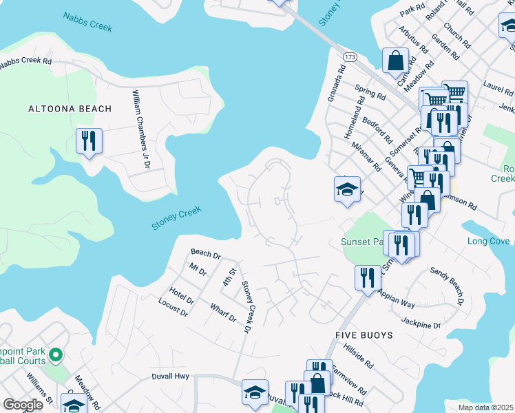 map of restaurants, bars, coffee shops, grocery stores, and more near 928 Penobscot Harbour in Pasadena