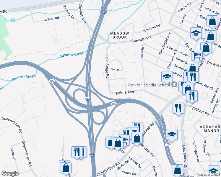 map of restaurants, bars, coffee shops, grocery stores, and more near 432 Rose Avenue in Glen Burnie