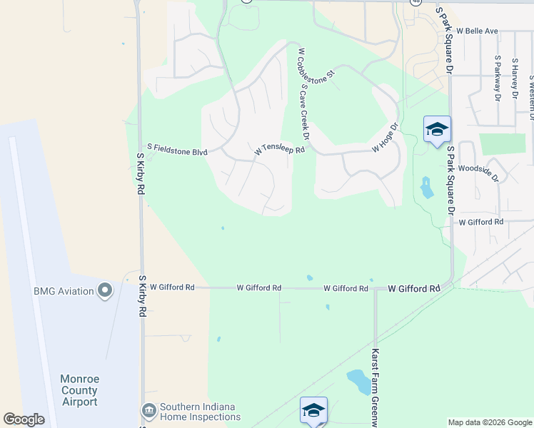 map of restaurants, bars, coffee shops, grocery stores, and more near 5585 West Buckskin Court in Bloomington