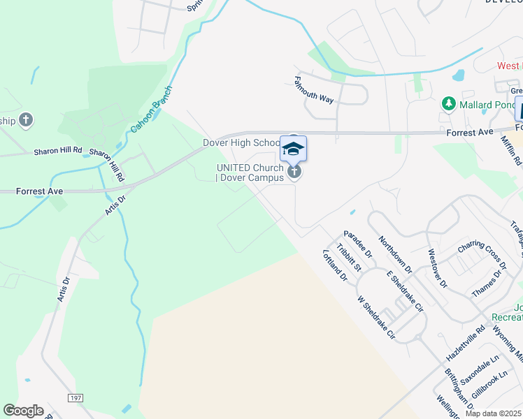 map of restaurants, bars, coffee shops, grocery stores, and more near 100 MacDonald Grove in Dover