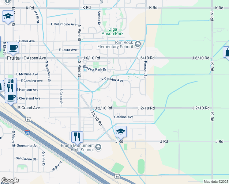 map of restaurants, bars, coffee shops, grocery stores, and more near 1824 J 2/10 Road in Fruita