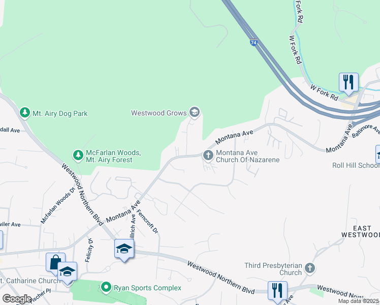 map of restaurants, bars, coffee shops, grocery stores, and more near 3721 Quante Avenue in Cincinnati