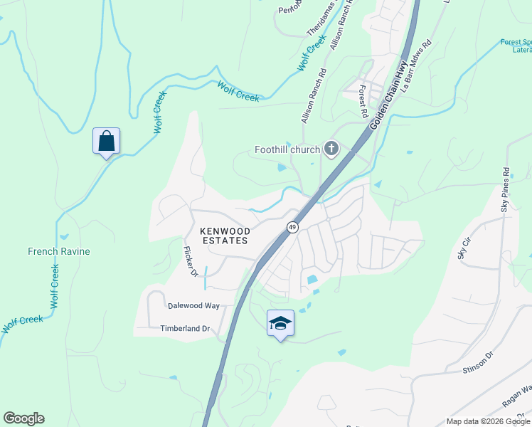 map of restaurants, bars, coffee shops, grocery stores, and more near 10198 Pine Court in Grass Valley