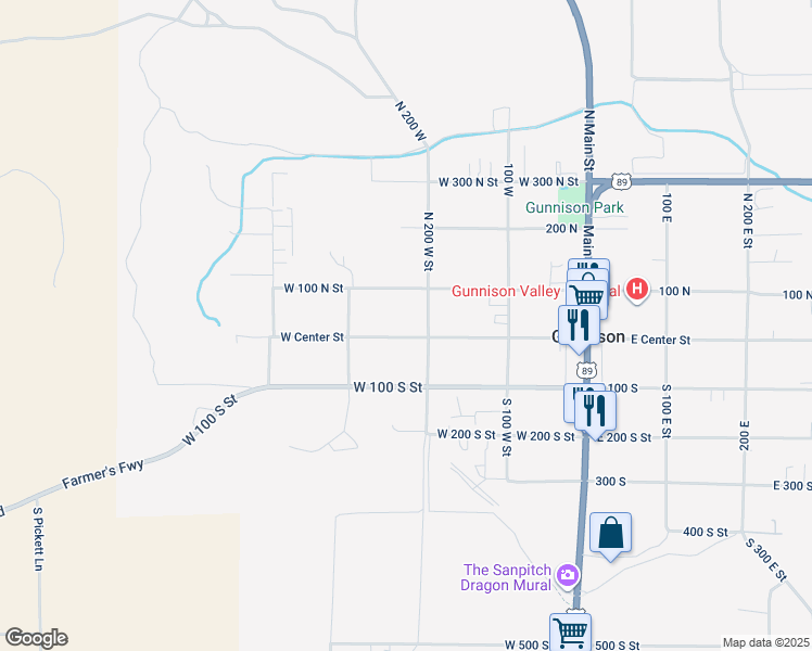 map of restaurants, bars, coffee shops, grocery stores, and more near 230 West Center Street in Gunnison